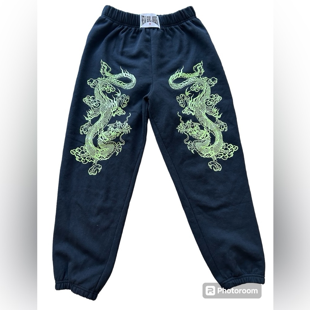 New Girl Order Double Dragon Black Sweatpants Joggers Sz 10
